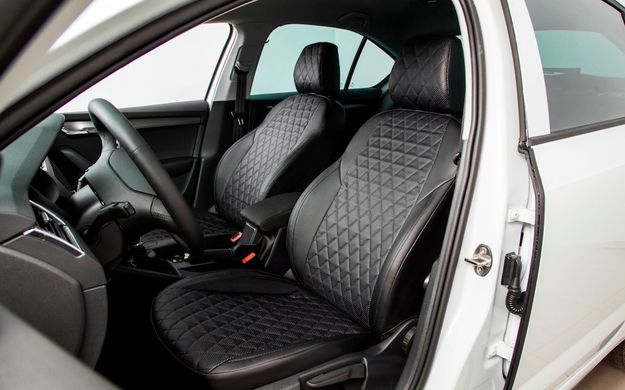 Чохли на сидіння Toyota Camry (v70) 2018 - екошкіра, Ромб /чорні 89333 Seintex