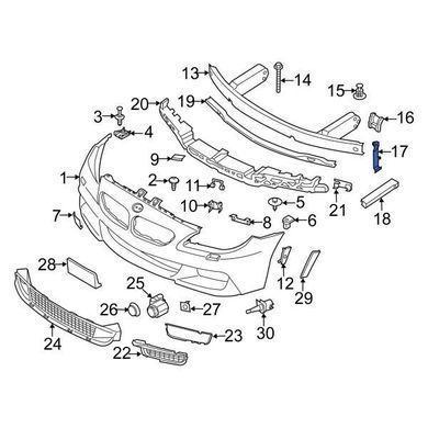 Крепление переднего бампера BMW 5-Series F10/F11 2010-2013/7-Series F01 2008-2015, правое, AVTM, 51117158894, 181420934