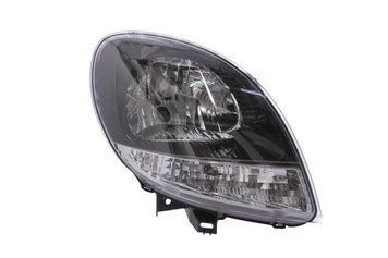 Фара передняя Renault Kangoo 2003-2008, правая H4, с белым поворотом, черная рамка, электрическая регулировка, Depo, 551-1145R-LDM2C