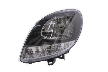 Фара передняя Renault Kangoo 2003-2008, левая H4, с белым поворотом, черная рамка, электрическая регулировка, Depo, 551-1145L-LDM2C