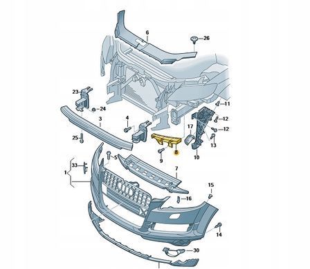 Крепление переднего бампера Audi Q7 2006-2010, левое, под фарой, AVTM, 4L0807333A, 181201933