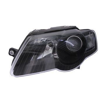 Фара передняя Volkswagen Passat B6 2005-2010, левая H7/H4, электрическая регулировка, черная рамка, Depo, 441-11A7L-LDEM2