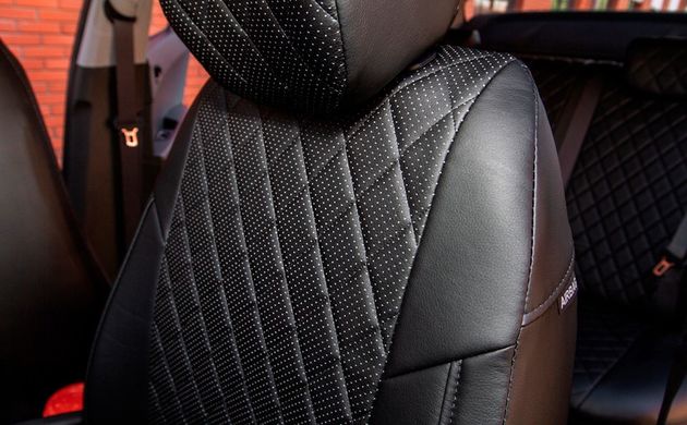 Чохли на сидіння Skoda Octavia A8 2020- (без подлокотнилшм задні сідіння 60/40) екошкіра, Ромб /чорні Seintex