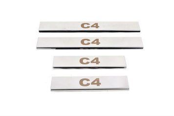 Накладки хромированные на дверные пороги (4шт) Citroen C4 2005-2010, Carmos, 6454015