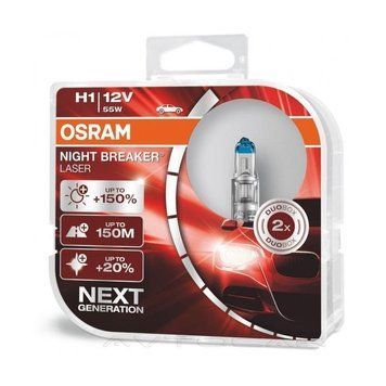 Автолампа H1 Night Breaker Laser+20% 12V 55W P14,5s (блистер 2шт)