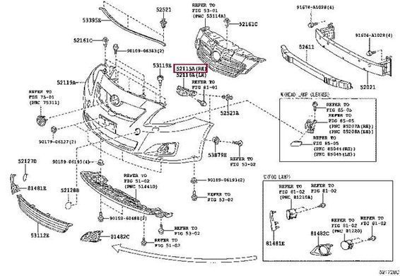 Оригинальное крепление переднего бампера Toyota Corolla 2006-2010, правое, 5211512430