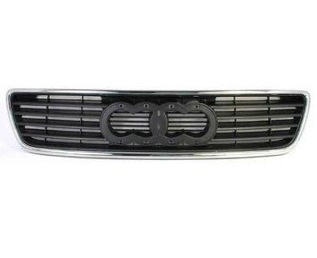 Решетка радиатора Audi A6 1994-1998, черная, хромированная рамка, AVTM, 180013990