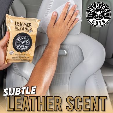 Серветки Chemical Guys Leather Cleaner Car Cleaning Wipes for Leather, Vinyl, and faux Leather (50 Wipes) Chemical Guys PMWSPI20850
