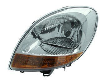 Фара передня Renault Kangoo 2003-2008, ліва H4, з жовтим поворотом, хром рамка, електричне регулювання, Depo, 551-1145L-LDEMY