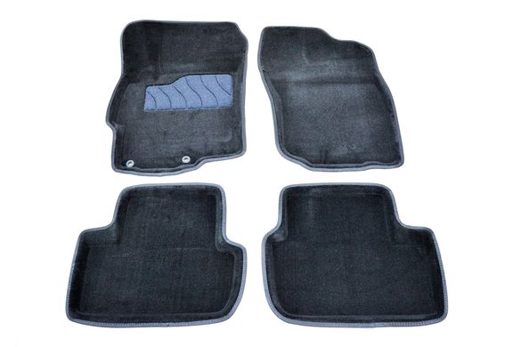 3D килимки в салон Mitsubishi Lancer X 2007- ворсові чорні 5шт 82162 Seintex