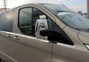 Накладки хромированные на зеркала (2шт, Abs-хром) Ford Transit Custom 2012-, OmsaLine, 2624111