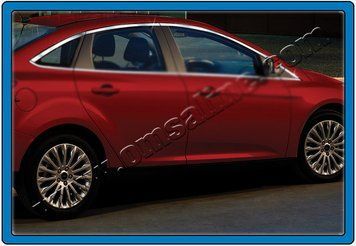 Накладки хромированные на стекла (верхние) (8шт) Ford Focus 5D 2011-, OmsaLine, 2608149