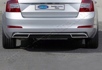 Накладки хромированные на задний диффузор обводки (3шт) Skoda Octavia SD 2012-, OmsaLine, 6612350