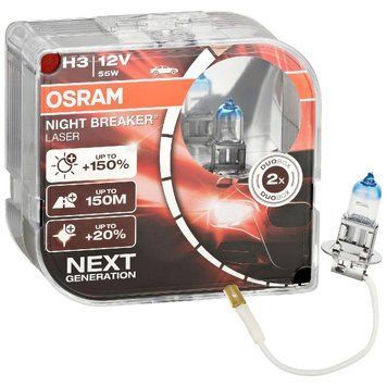 Автолампа H3 Night Breaker Laser+150% 12V 55W PK22S (кт 2шт)
