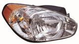 Фара передня Hyundai Accent 2006-2010, права, жовтий поворотник, механічне регулювання, Depo, 3214 R2-E