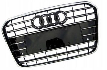 Решетка радиатора Audi A6 C7 2011-2014, без отверстием под датчики, черный глянец, AVTM, 181214990