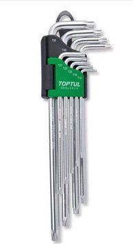 Набор Г-образных ключей TORX T10-T50 9ед. супердл. с отверстием TOPTUL GAAL0915