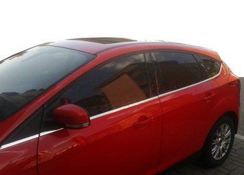 Накладки хромированные на стекла (нижние) (8шт) Ford Focus 5D 2011-, OmsaLine, 2608142