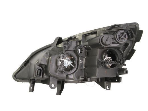 Фара передня Renault Scenic/Grand Scenic 2 2006-2008, права H7/H1, з покажчиком повороту, електричне регулювання, чорне віддзеркалення, Depo, 551-1169R-LDEM2