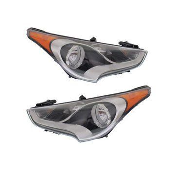 Фари передні Hyundai Veloster 2012-2017, ліва+права, механічне регулювання, без ламп (H7/H7/1156a/LED/W5W), комплект 2 шт, Depo, 3211156PXUS2
