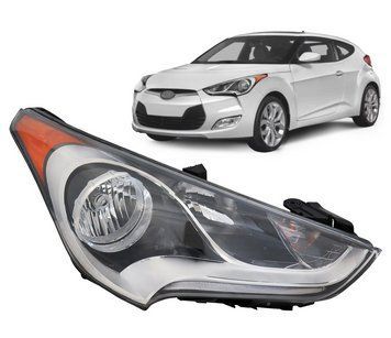 Фара передня Hyundai Veloster 2012-2017, права, електричне регулювання, без ламп (H7.1156a.LED.W5W), жовта вставка, Depo, 3211156RAS2