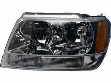 Фара передняя Jeep Grand Cherokee 1999-2005, левая HB4/HB3, с указателем поворота, хром рамка, электрическая регулировка, Depo, 433-1106L-LDEMC