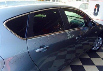 Накладки хромовані на скло (12шт, повна) Opel Astra J 5D 2010-, OmsaLine 5216146