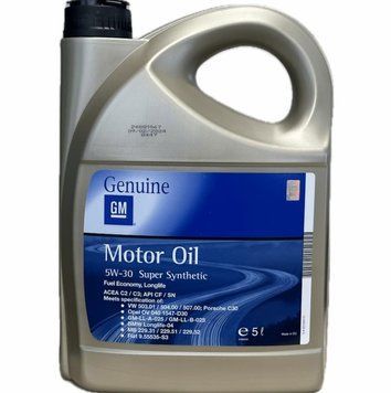 Моторна олива GM Super Synthetic SAE 5W30 (504/507) 5л General Motors 93165010
