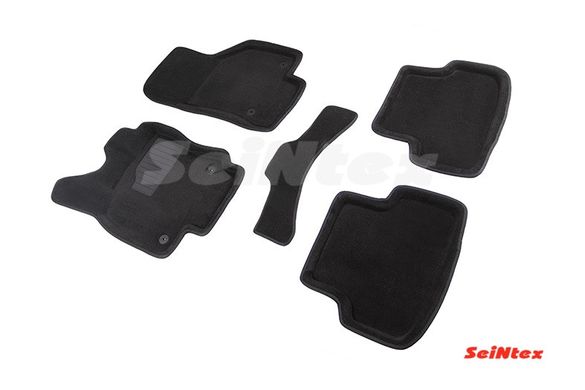 3D килимки в салон Volkswagen Golf VII/Seat Leon 2012- ворсові чорні 5шт 83735 Seintex