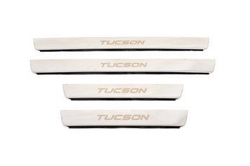 Накладки хромовані на дверні пороги (4шт) Hyundai Tucson 2004-2012, Carmos 6450077