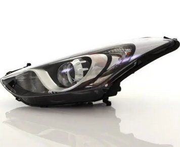 Фара передняя Hyundai i30 2012-2016, левая, электрическая регулировка, с корректором, без ламп (H7/H7/PY21W/W5W), хром, Depo, 2211161LMLDEM1
