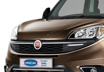 Накладки хромированные на решетку радиатора (2шт) Fiat Doblo 2014-, OmsaLine, 2524081F
