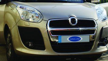 Накладка хромированная на решетку радиатора (большая) Fiat Doblo 2010-2015, Carmos, 6455686