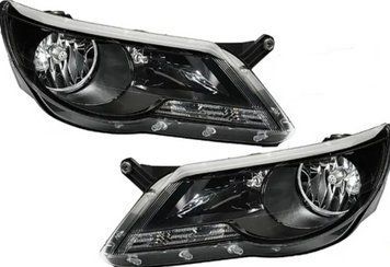 Фари передні Volkswagen Tiguan 2007-2011, чорні Design, комплект 2шт, Hella, 1ED 247 038-831