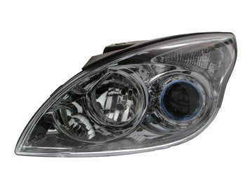 Фара передняя Hyundai i30 2007-2012, левая H7/H1, электрическая регулировка, хром рамка, Depo, 221-1146L-LD-EM