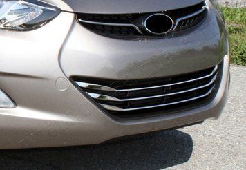 Накладки хромированные на решетку радиатора (3шт) Hyundai Elantra 2011-, OmsaLine, 3206081