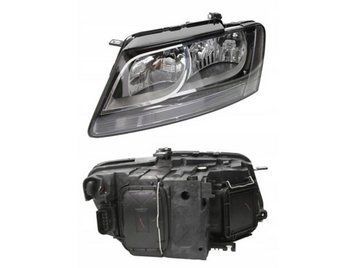 Фара передняя Audi Q5 2008-2012, левая, электрическая регулировка, с корректором, без ламп (H7*2/PH24WY/P13W*2) белая вставка, Depo, 4461126LMLDEM2
