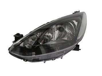 Фара передняя Mazda 2 2007-2014, левая H4, электрическая/механическая регулировка, черная рамка, Depo, 216-1156L-LDEM2
