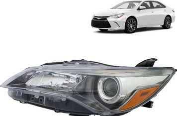 Фара передняя Toyota Camry XV50 2014-2017, USA, левая, механическая регулировка, без ламп (H11/HB3/W5W), черная, желтая, Depo, 31211F4LAF7