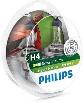 Автолампа H4 LongLife EcoVision 12V 60/55W P43t-38 (кт 2шт)