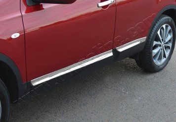 Накладки хромированные на молдинги дверей (4шт, нерж) Nissan Qashqai+2 2010-2014, OmsaLine, 5021132