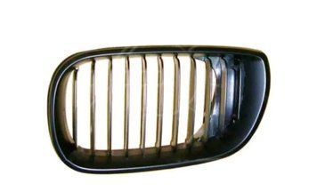 Решітка радіатора BMW 3-Series E46 2001-2005, в капоті, ліва чорна, ребра чорні, ABS-пластик, AVTM, 181401911