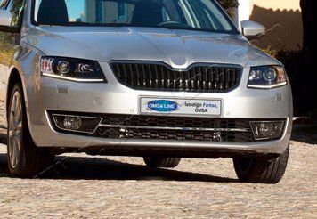Накладка хромированная на передний бампер Skoda Octavia 2012-, OmsaLine, 6612082