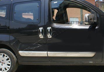 Накладки хромированные на молдинги дверей (4шт, нерж) Fiat Fiorino/Citroen Nemo/Peugeot Bipper 2007-, OmsaLine, 2521131