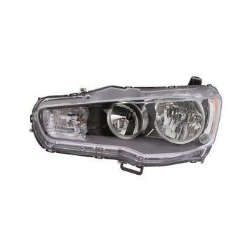 Фара передняя Mitsubishi Lancer 10 2007-, левая HB4/HB3, черная рамка, механическая регулировка, Depo, 214-1190L-LD-E2