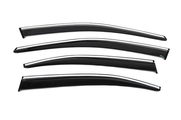 Дефлектори вікон (вітровики, з хром молдингом) Skoda Superb SD 2015- 4шт PLUS1022002 SUNPLEX