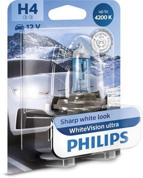 Автолампа H4 WhiteVision ultra 12V 60/55W P43t-38 (блистер 1шт)