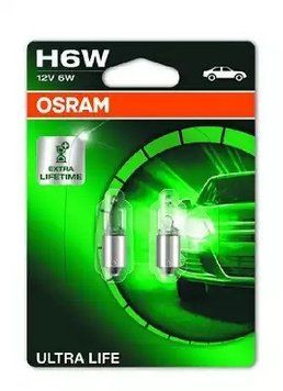 Автолампа H6W Ultra Life 12V 6W BAX9s (блистер 2шт)