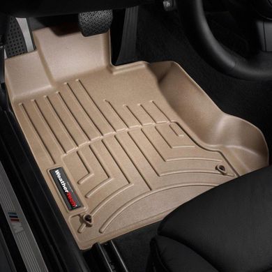 Коврики в салон BMW 5-Series E60 2003-2010, с бортом, передние, бежевые, Weathertech 451641
