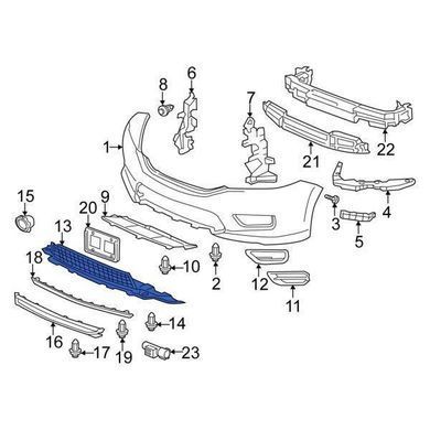 Решетка бампера Honda Accord 9 Coupe 2013-2015, средняя, черная, AVTM, 71103T3LA01, 183041910